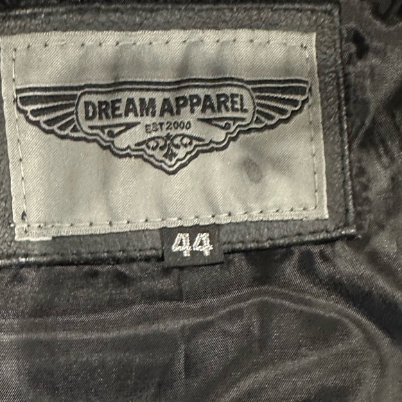 Men’s Dream Apparel Black Collared Leather Motorcycle Vest,  Size 44. - Picture 6 of 10